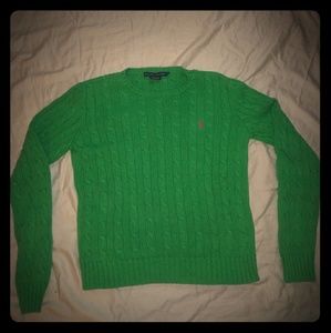 Ralph Lauren Green Cable Knit Sweater